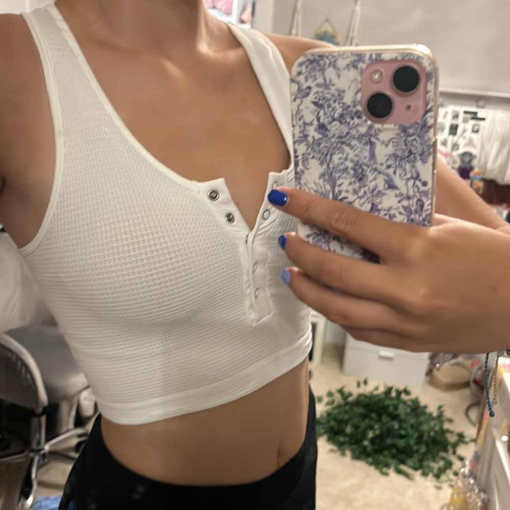 button crop top, xxs/xs white active racer back